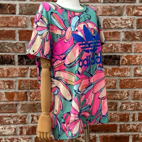 Farm Rio x Adidas colorful neon floral banana logo shirt/ M /Excellent condition - Picture 6 of 15